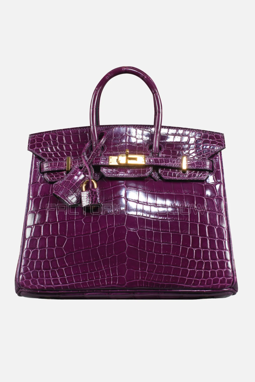 Hermes Birkin 25 Shiny Cassis Niloticus Crocodile GHW