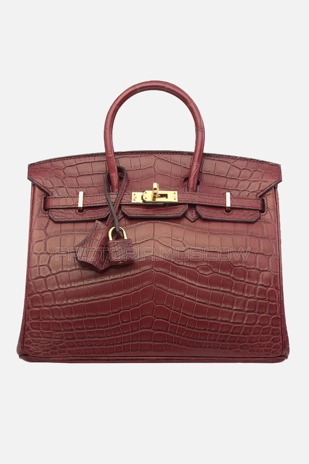 Hermes Birkin 25 Matte Bourgogne Niloticus Crocodile GHW