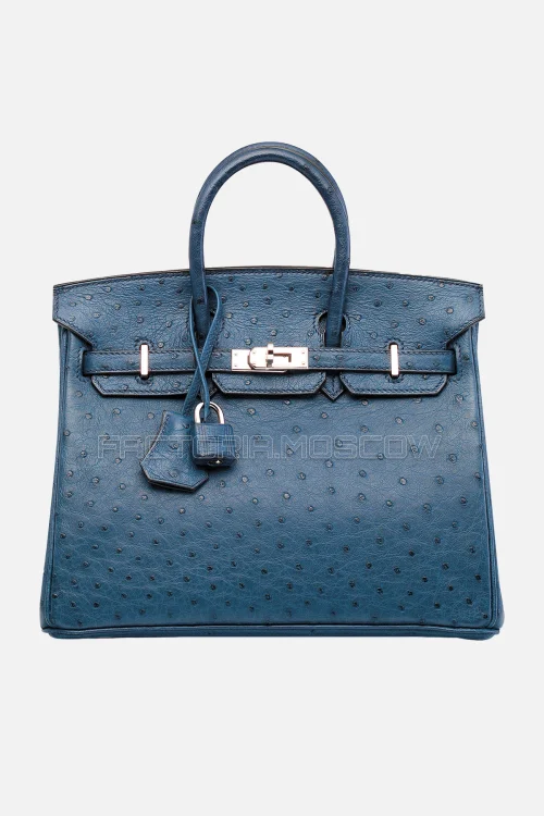 Hermes Birkin 25 Ostrich Bleu Roi PHW