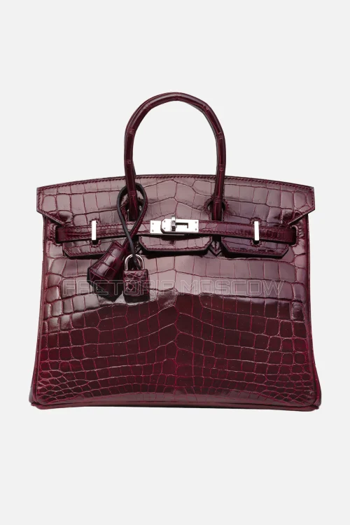 Hermes HSS Birkin 25 Shiny Bordeaux/Bleu Marine Niloticus Crocodile PHW