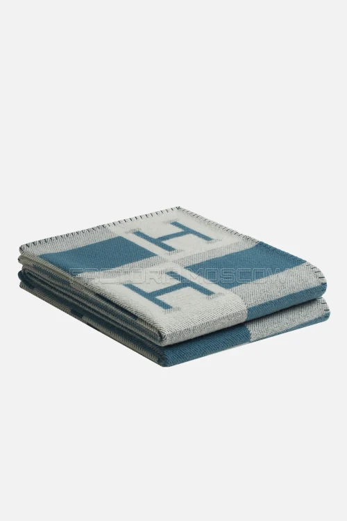 Hermes Avalon Bayadere blanket Colour Bleu Baltique