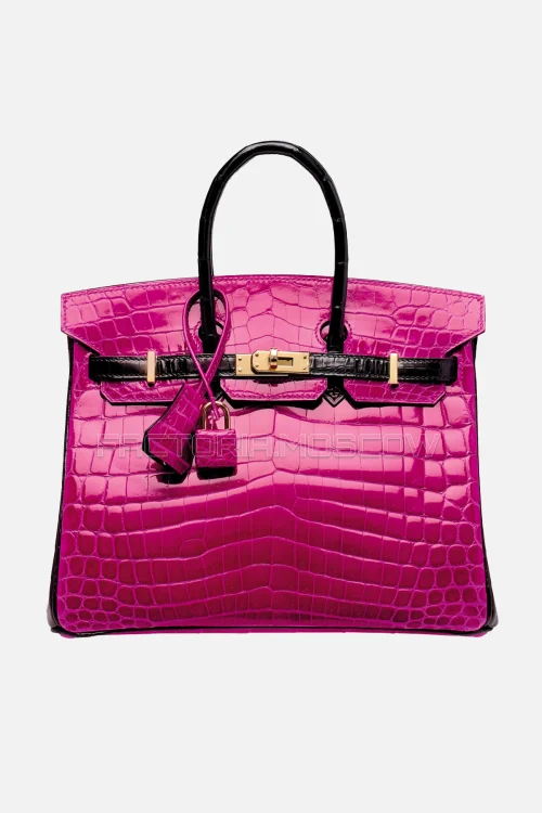 Hermes HSS Birkin 25 Shiny Rose Sheherazade/Black Niloticus Crocodile GHW