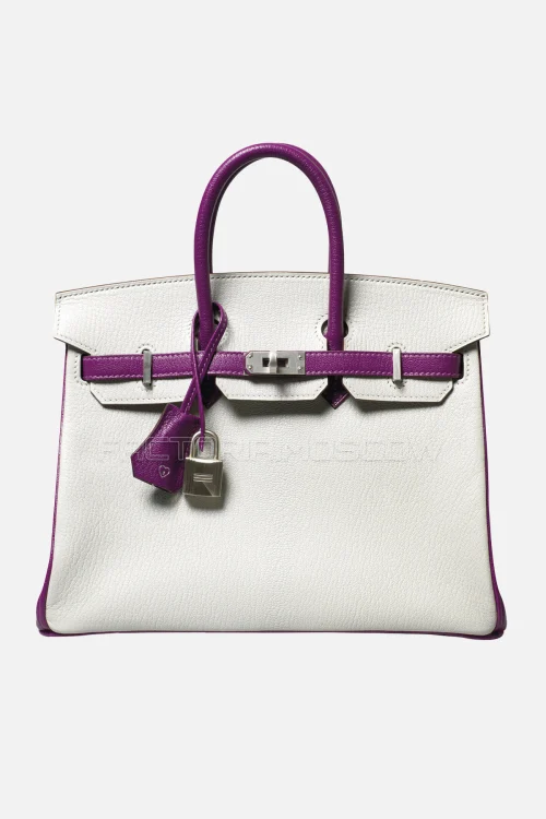 Hermes Birkin 25 Chevre Gris Perle/Anemone PHW