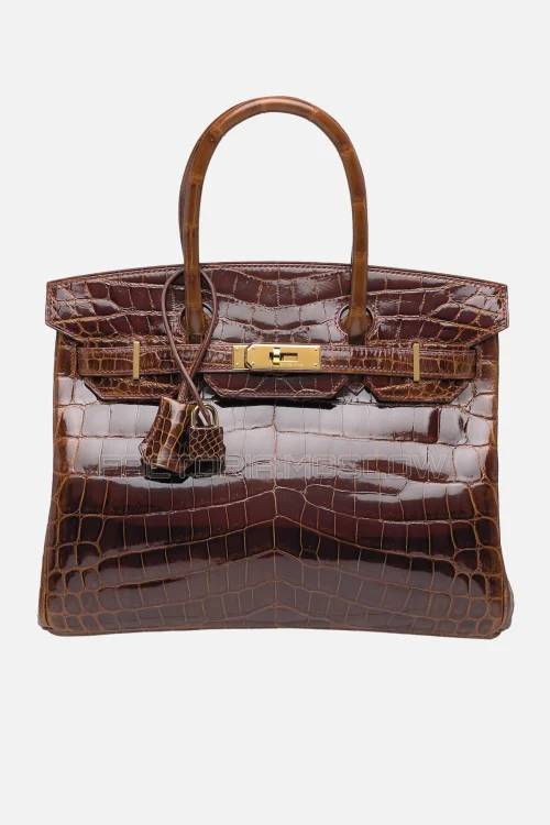 Hermes Birkin 30 Shiny Miel Niloticus Crocodile GHW