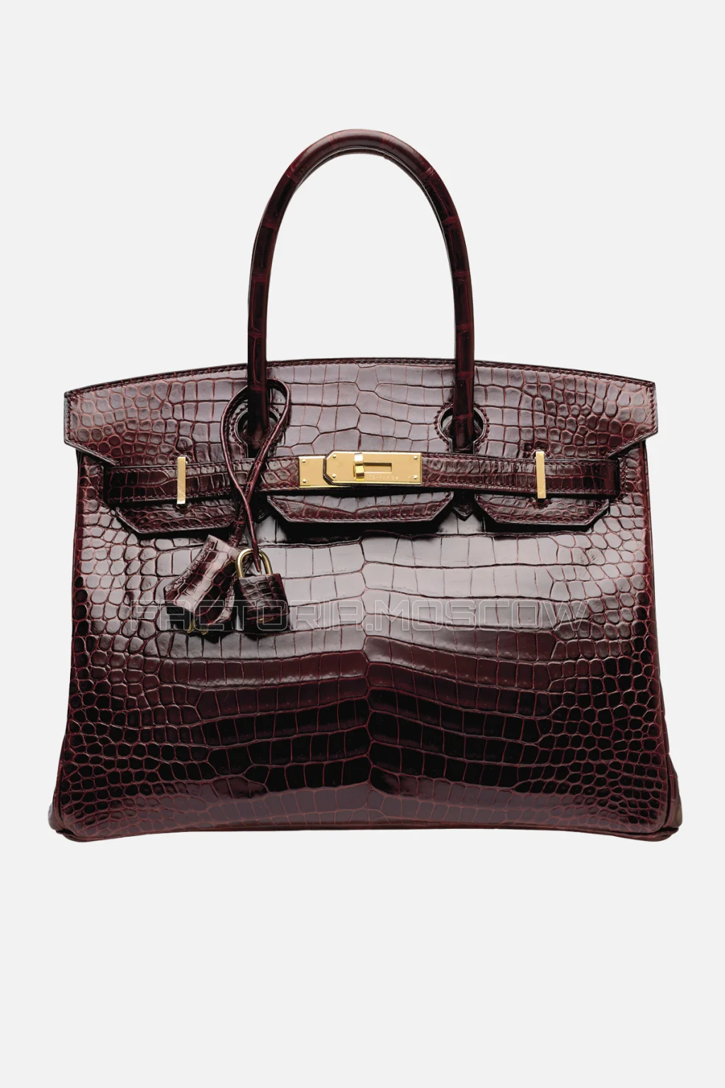 Hermes Birkin 30 Shiny Bourgogne Porosus Crocodile GHW