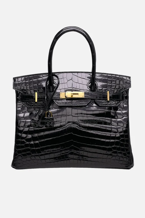 Hermes Birkin 30 Shiny Black Niloticus Crocodile GHW
