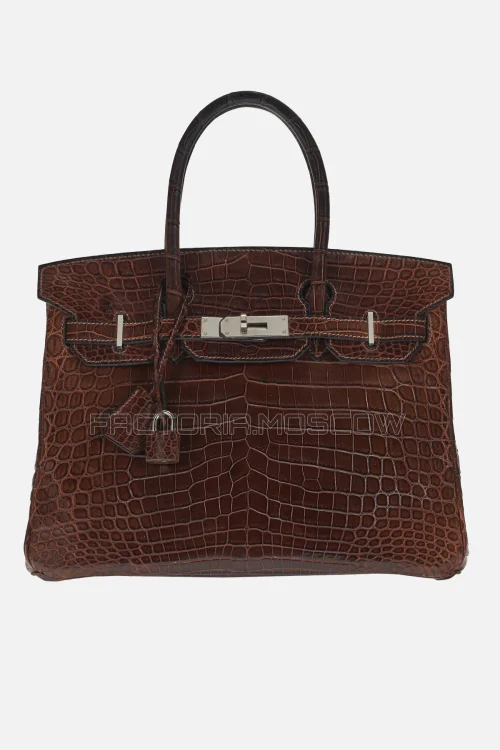 Hermes Birkin 30 Matte Marron Fonce Niloticus Crocodile PHW