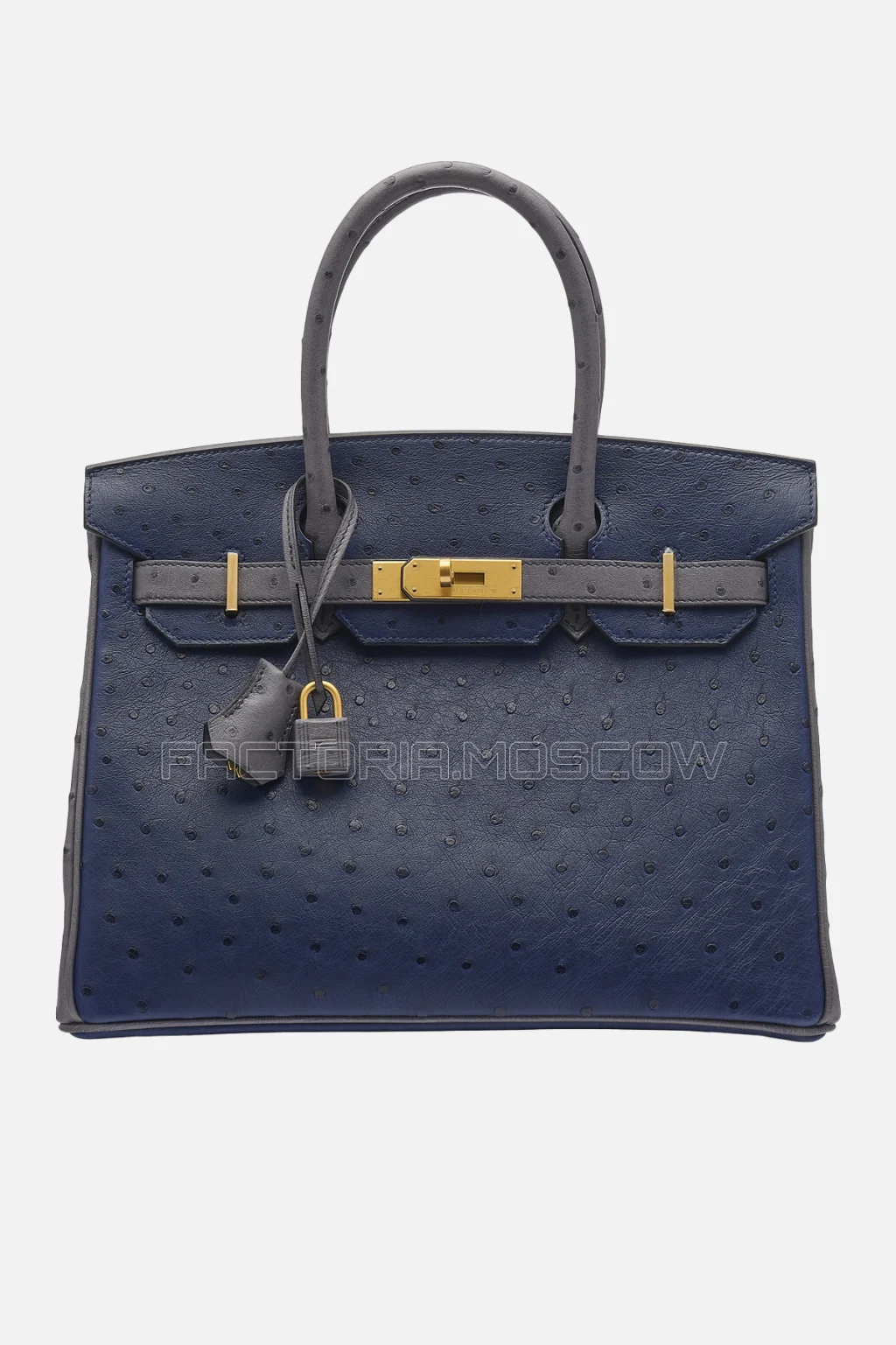 Hermes Birkin 30 Bleu Saphir/Gris Agate Ostrich GHW