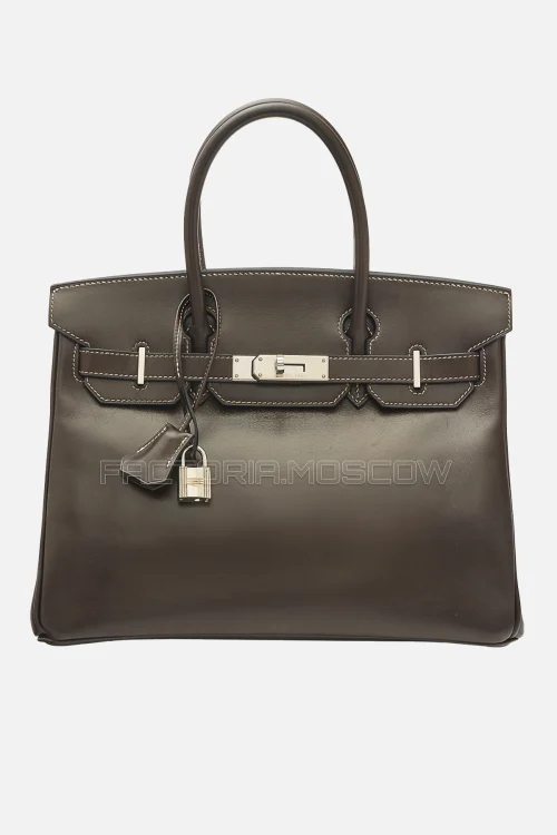 Hermes Birkin 30 Ébene Calf Box PHW