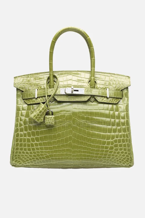 Hermes Birkin 30 Shiny Vert Anis Niloticus Crocodile PHW