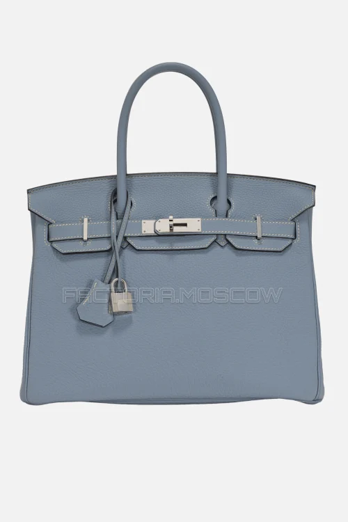 Hermes Birkin 30 Bleu Lin Clemence PHW