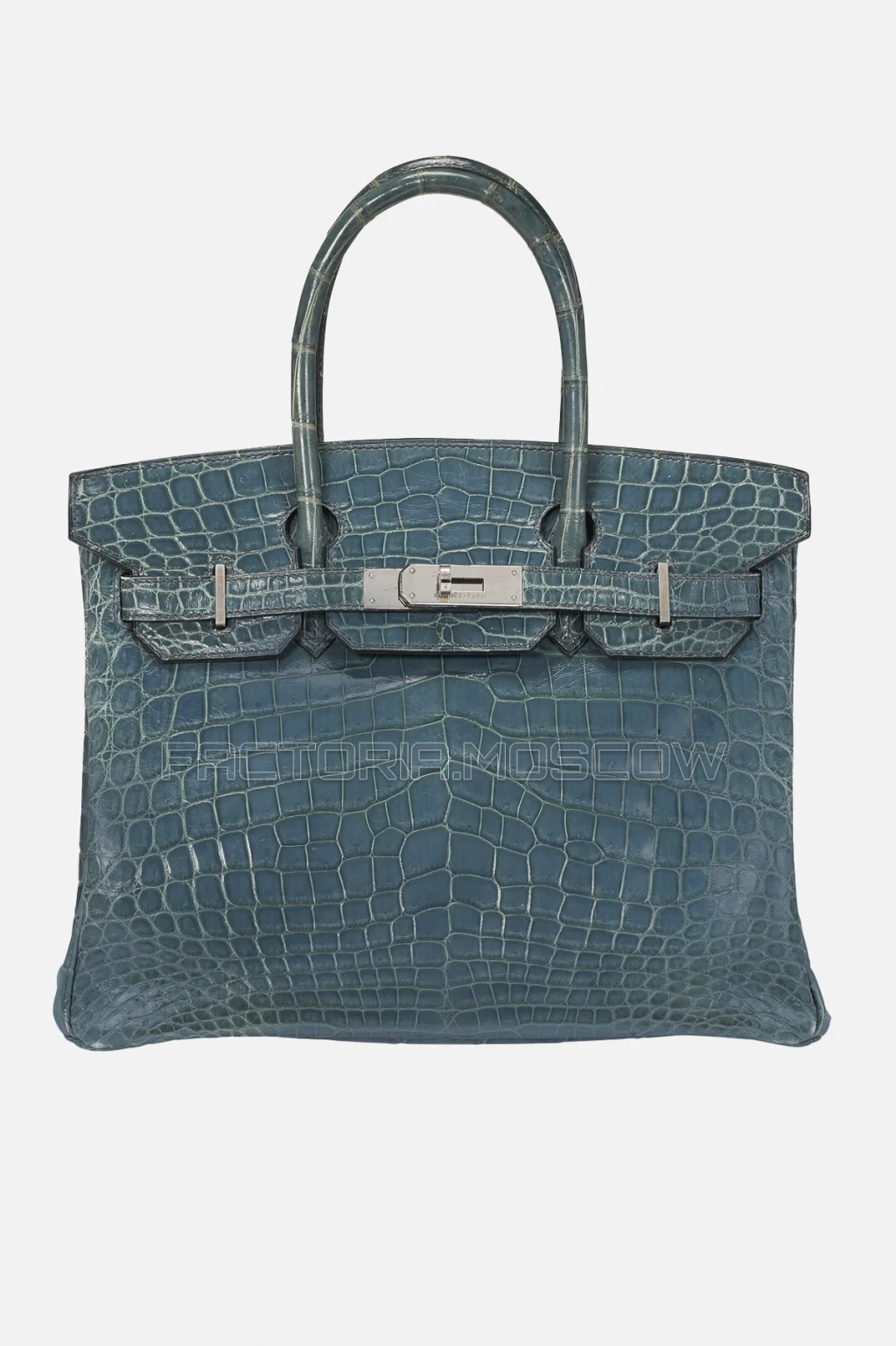 Hermes Birkin 30 Shiny Bleu Jean Niloticus Crocodile PHW