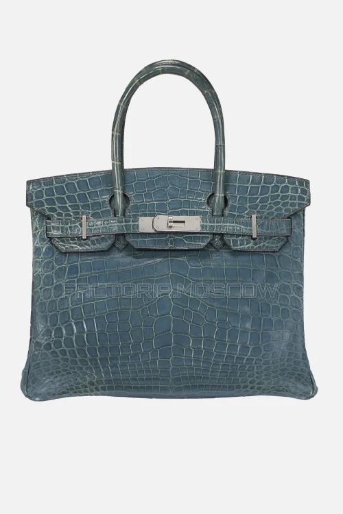 Hermes Birkin 30 Shiny Bleu Jean Niloticus Crocodile PHW