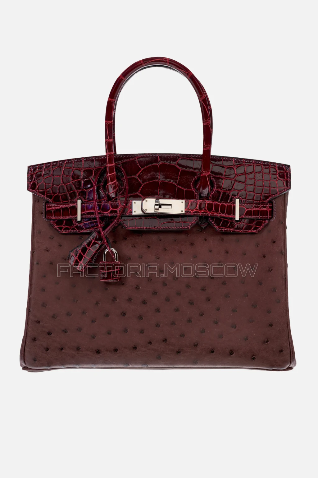 Hermes Birkin 30 Shiny Bordeaux Alligator/Rouge Sellier Ostrich PHW