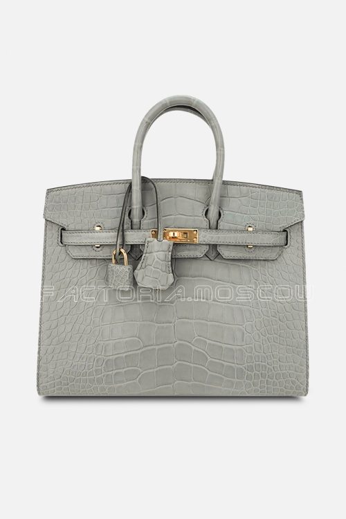Hermes Birkin Sellier 25 Alligator Matte Gris Ciment GHW