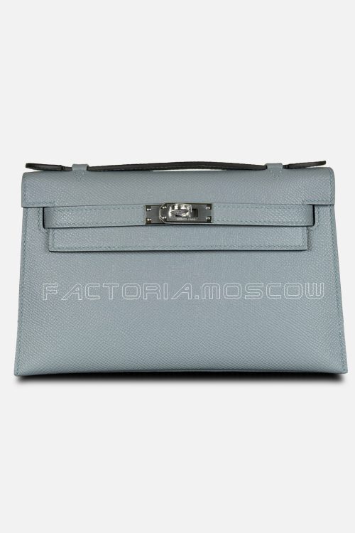 Hermes Kelly Pochette Epsom Colour Blue Lin PHW