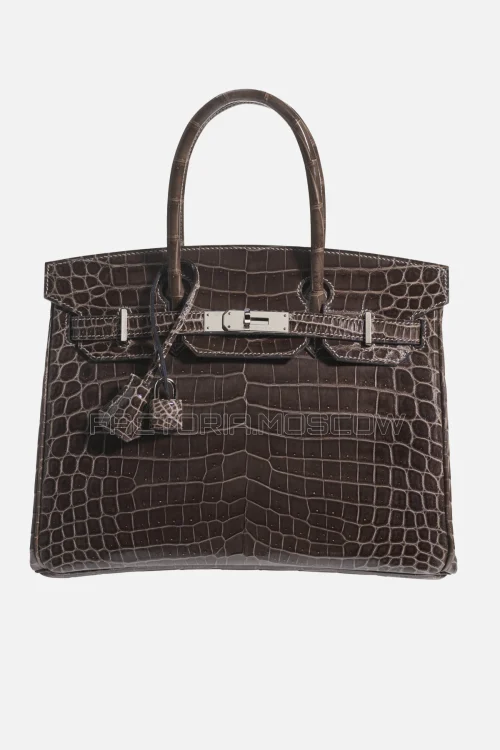 Hermes Birkin 30 Shiny Graphite Niloticus Crocodile PHW