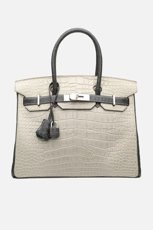 Hermes Birkin 30 Matte Gris Perle/Graphite Alligator PHW