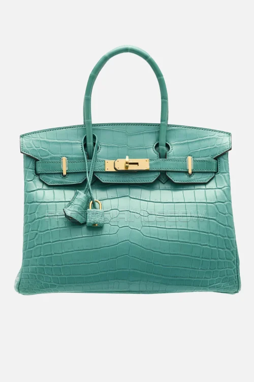 Hermes Birkin 30 Matte Bleu Paon Niloticus Crocodile GHW