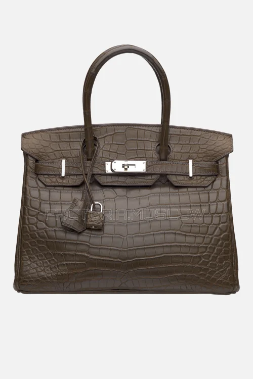 Hermes Birkin 30 Matte Gris Elephant Niloticus Crocodile PHW