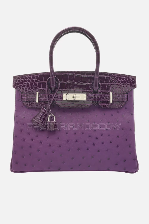 Hermes Birkin 30 Shiny Cassis Alligator/Violin Ostrich Touch PHW