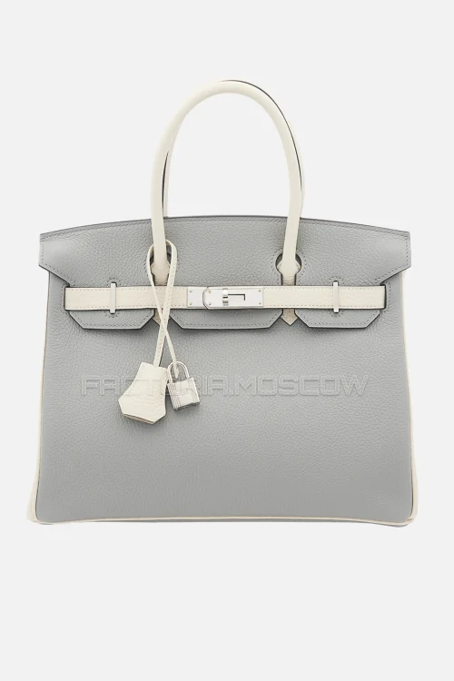 Hermes Birkin 30 Gris Mouette/Craie Togo PHW