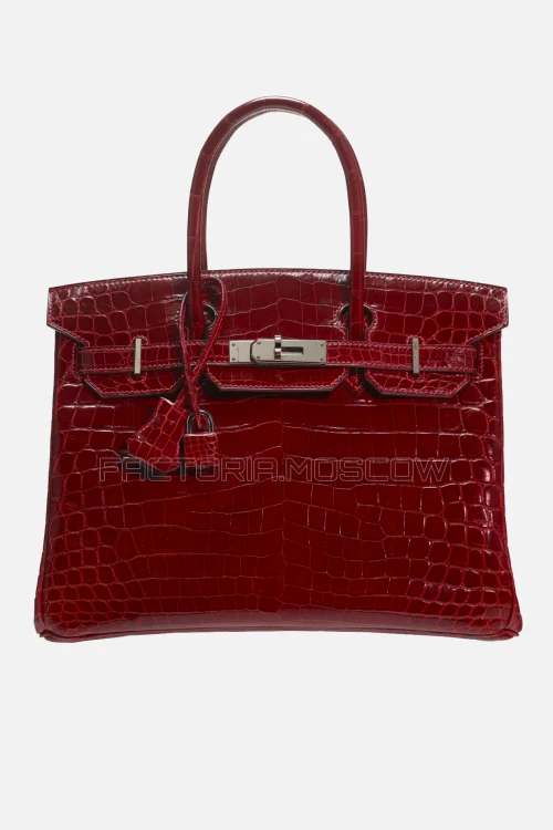 Hermes Birkin 30 Shiny Rouge Vif Niloticus Crocodile PHW