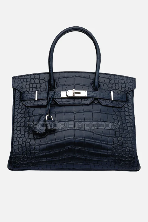 Hermes Birkin 30 Matte Bleu Marine Alligator PHW