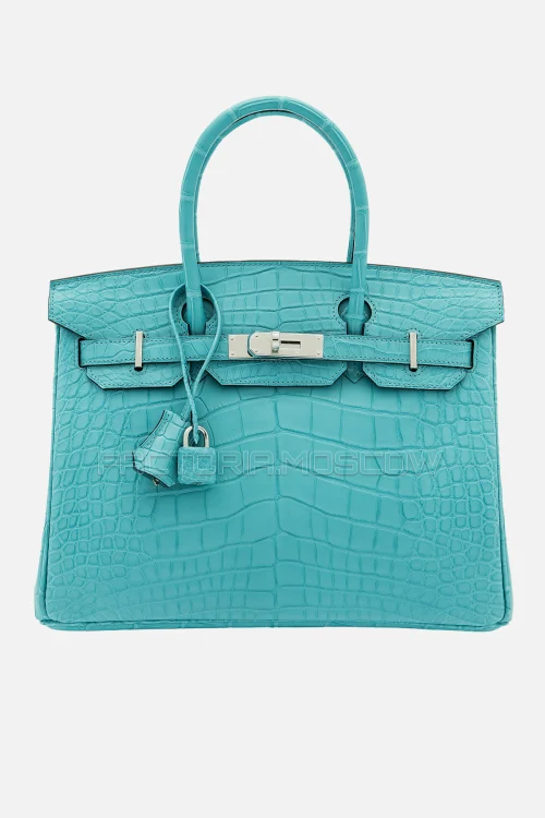 Hermes Birkin 30 Matte Bleu Saint Cyr Alligator PHW