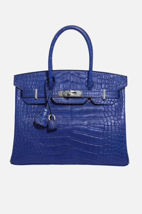 Hermes Birkin 30 Bleu Électrique Matte Alligator PHW
