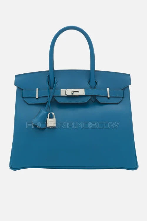 Hermes Birkin 30 Bleu Izmir Tadelakt PHW