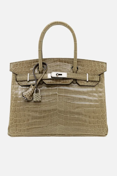 Hermes Birkin 30 Shiny Gris Tourterelle Niloticus Crocodile PHW