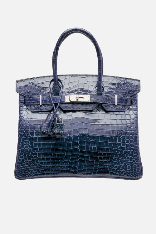 Hermes Birkin 30 Shiny Bleu Adysse Porosus Crocodile PHW