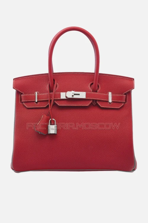 Hermes Birkin 30 Vermillon/Gris Mouette Togo PHW