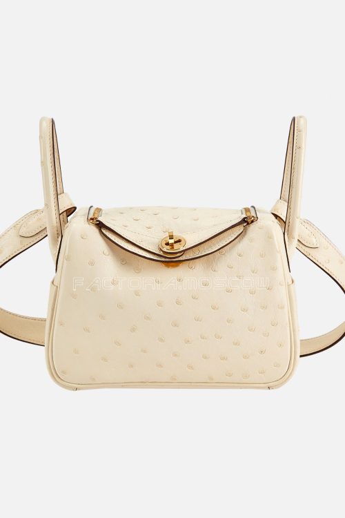 Hermès Mini Lindy 20 Nata Ostrich GHW