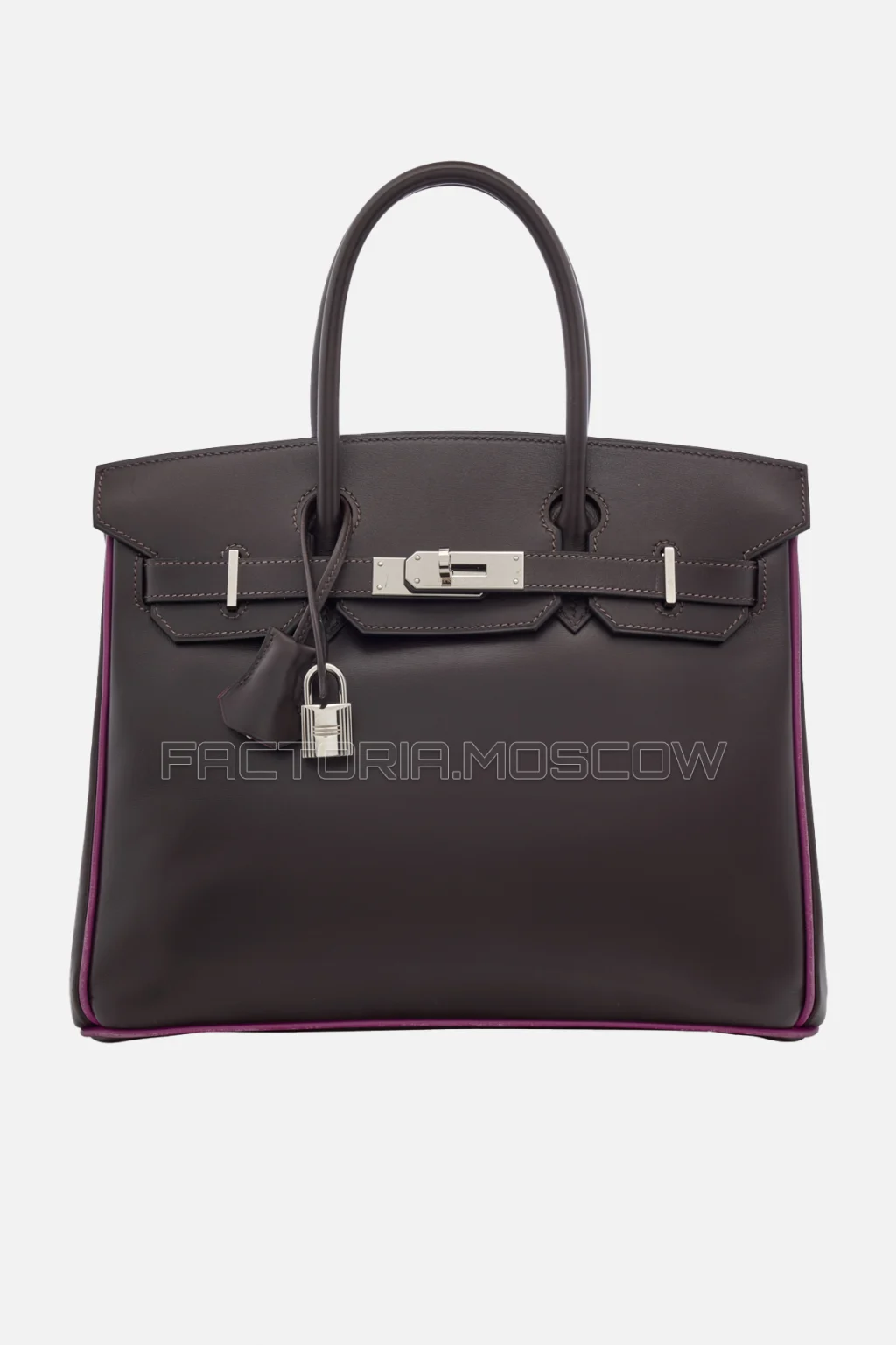 Hermes Birkin 30 Ébene Calf Box/Cyclamen PHW