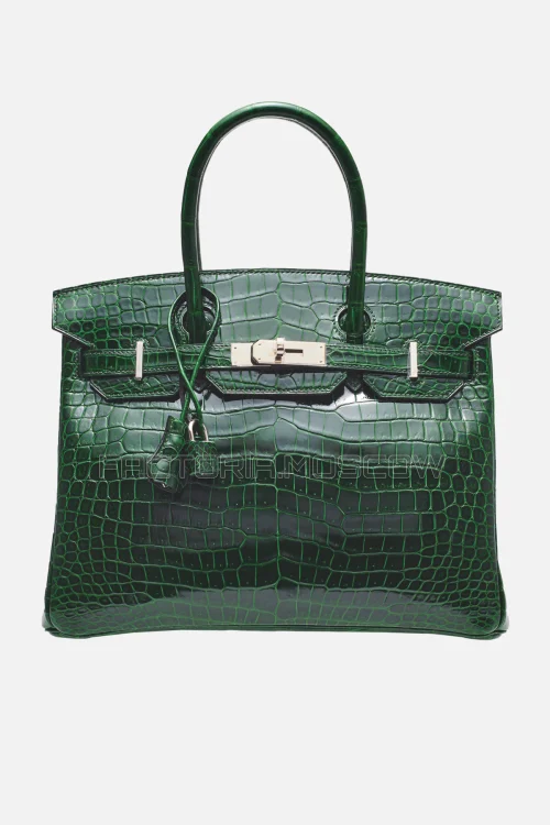 Hermes Birkin 30 Shiny Vert Émeraude Porosus Crocodile PHW