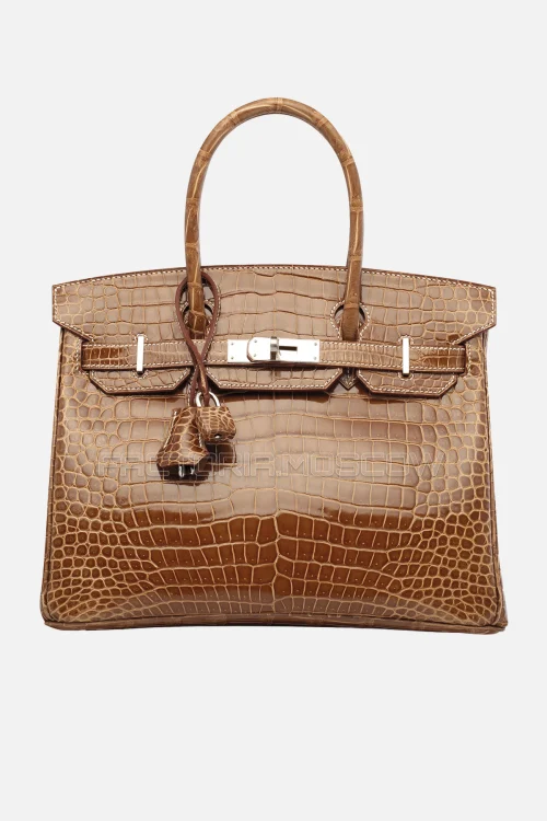 Hermes Birkin 30 Shiny Ficelle Porosus Crocodile PHW