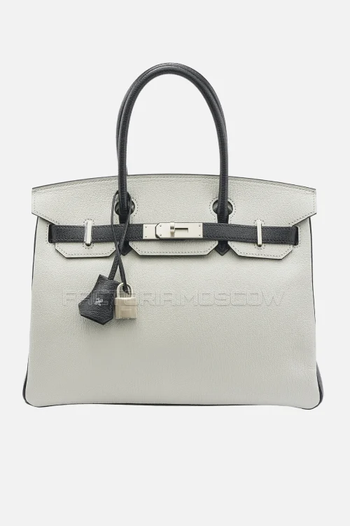 Hermes Birkin 30 Gris Perle/Black Chevre PHW