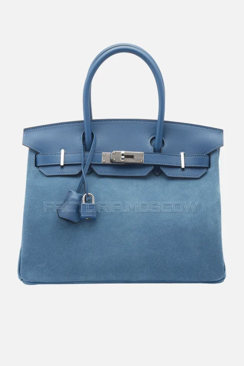 Hermes Birkin 30 Bleu Thalassa Swift/Veau Doblis Grizzly PHW