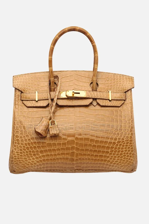 Hermes Birkin 30 Shiny Porosus Crocodile Ficelle GHW