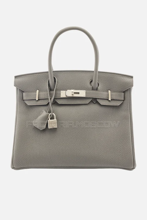 Hermes Birkin 30 Étain/Rouge Tomate Togo PHW
