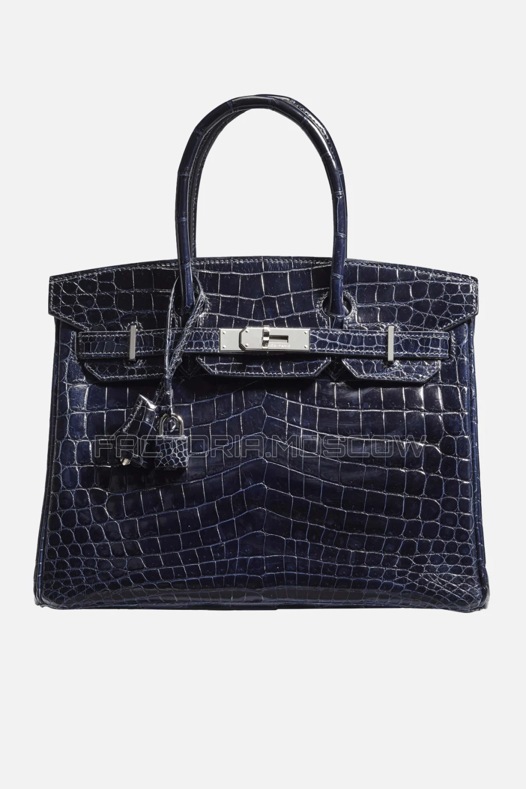 Hermes Birkin 30 Shiny Bleu Marine Niloticus Crocodile PHW