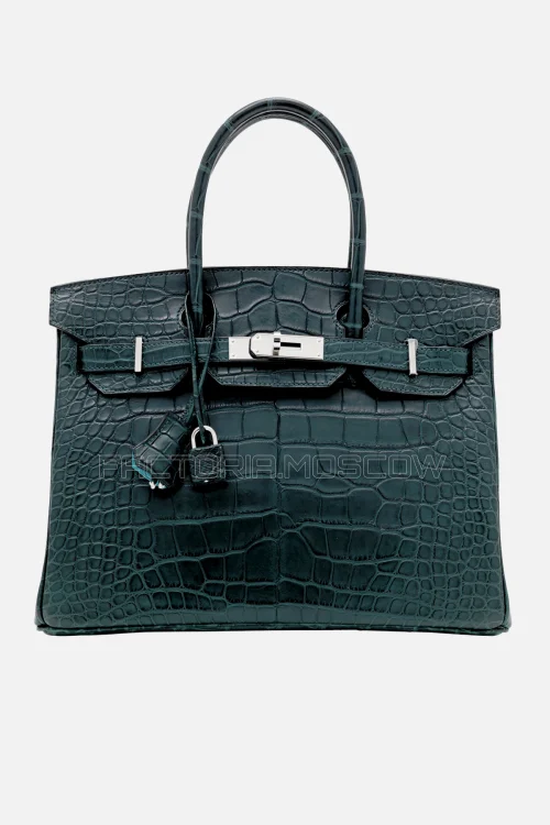 Hermes Birkin 30 Matte Vert Cypress/Bleu Saint Cyr Alligator PHW