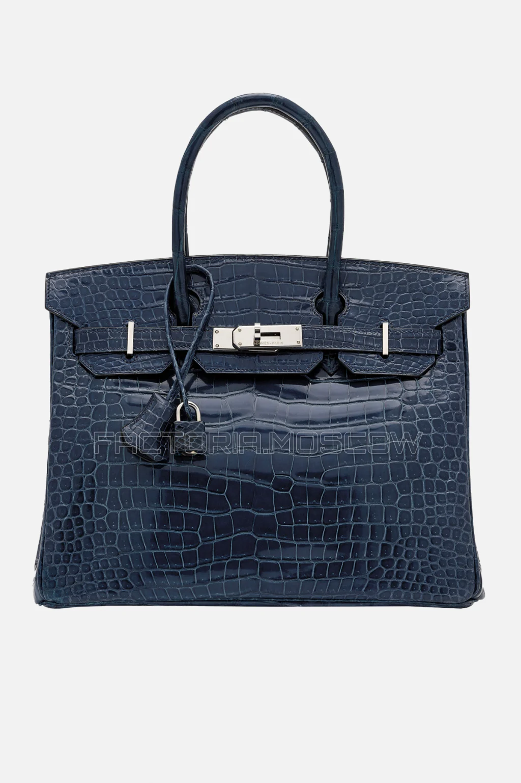 Hermes Birkin 30 Shiny Bleu Roi Porosus Crocodile PHW