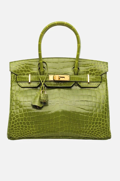 Hermes Birkin 30 Shiny Pelouse Niloticus Crocodile GHW