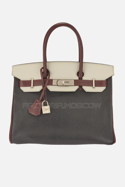 Hermes Birkin 30 Black, Gris Perle, Rouge H Chevre Brushed Palladium