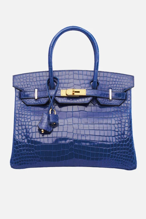 Hermes Birkin 30 Shiny Bleu Électrique Porosus Crocodile GHW