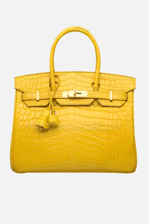 Hermes Birkin 30 Matte Mimosa Niloticus Crocodile GHW