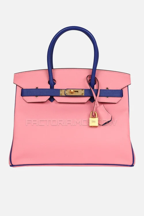 Hermes Birkin 30 Rose Confetti/Bleu Électrique Epsom With Brushed Gold Hardware